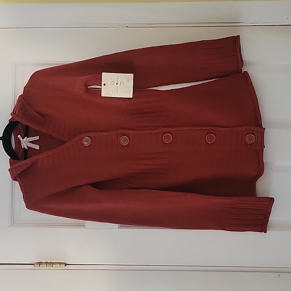 NWT DEREK HEART Button-Up Sweater w/Hood